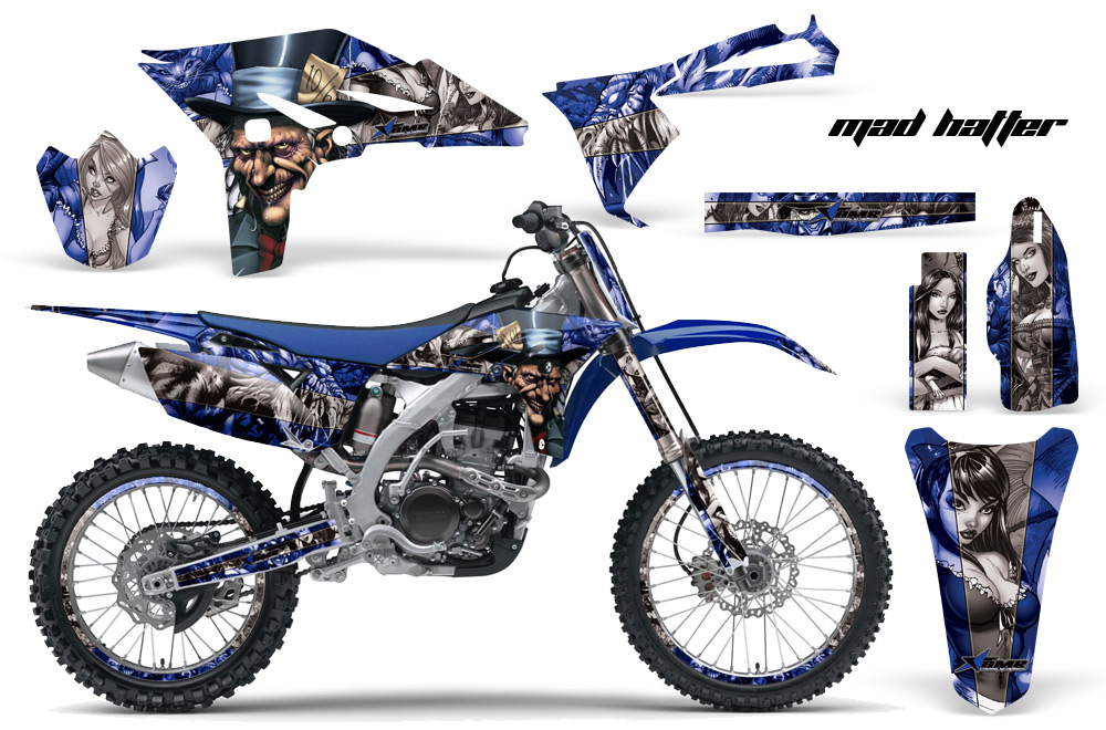 Yamaha YZ250F 2010 Graphics Kit MAD HATTEER-BLUE SILVERSTRIPE-NP